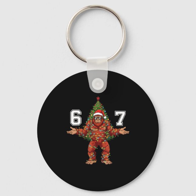 Santa Bigfoot 67 Christmas Tree Xmas Lights Funny  Schlüsselanhänger (Vorderseite)