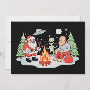 Santa Bigfoot Alien Lagerfeuer Weihnachten Ferien Einladung