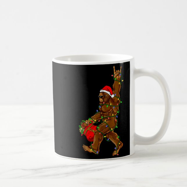 Santa Bigfoot Christmas Lights Funny Sasquatch Bel Kaffeetasse (Rechts)