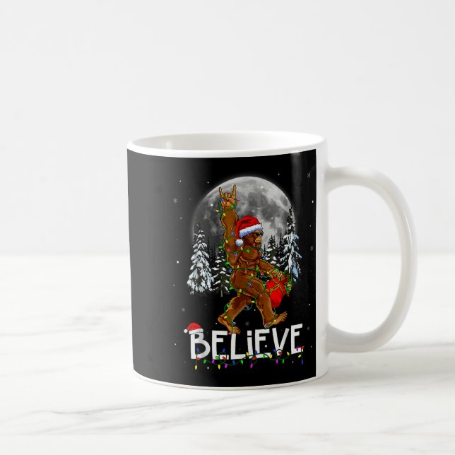 Santa Bigfoot Christmas Lights Funny Sasquatch Bel Kaffeetasse (Rechts)