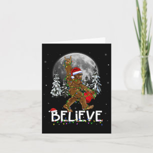 Santa Bigfoot Christmas Lights Funny Sasquatch Bel Karte