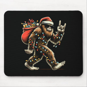 Santa Bigfoot Christmas Lights Funny Sasquatch Bel Mousepad