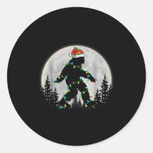 Santa Bigfoot Christmas Lights Funny Sasquatch Bel Runder Aufkleber