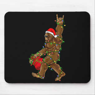 Santa Bigfoot Christmas Lights Rock Funny Sasquatc Mousepad