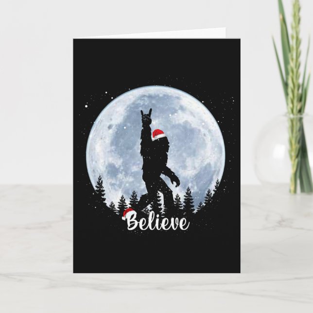 Santa Bigfoot Christmas Rock Roll Sasquatch Believ Karte (Vorderseite)