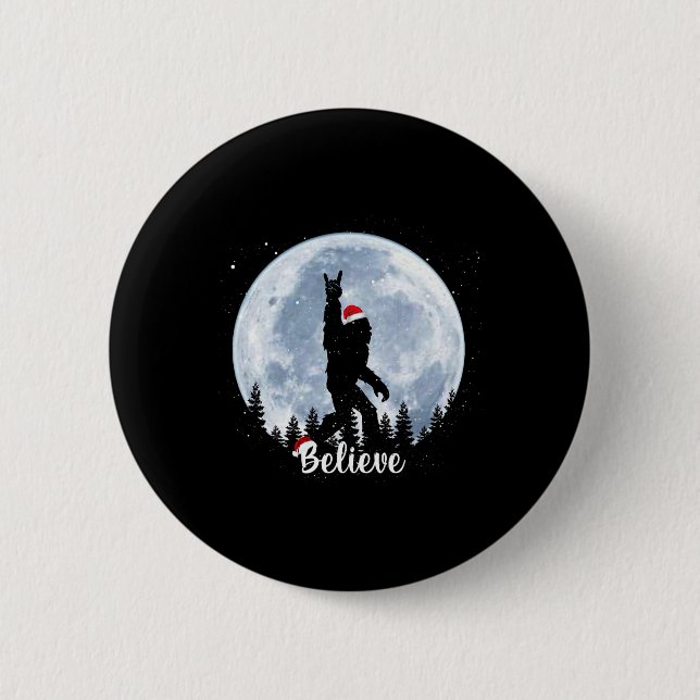 Santa Bigfoot Christmas Rock Roll Sasquatch Glauv Button (Vorderseite)