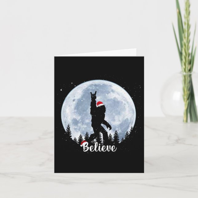 Santa Bigfoot Christmas Rock Roll Sasquatch Glauv Karte (Vorderseite)