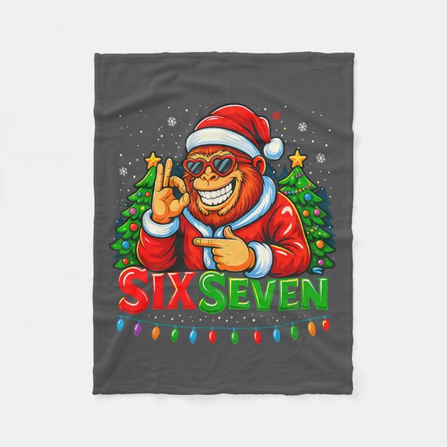 Santa Bigfoot Christmas Sasquatch 67 Funny Meme Si Fleecedecke (Vorderseite)