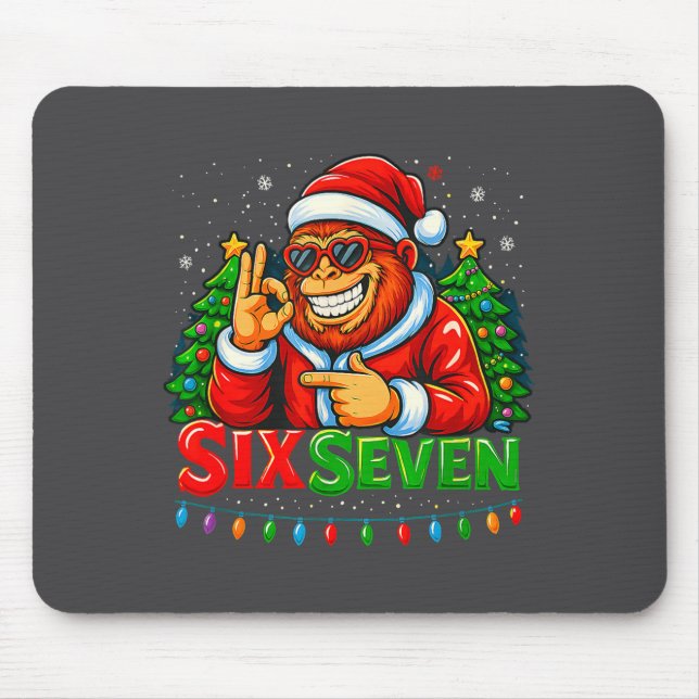 Santa Bigfoot Christmas Sasquatch 67 Funny Meme Si Mousepad (Vorne)