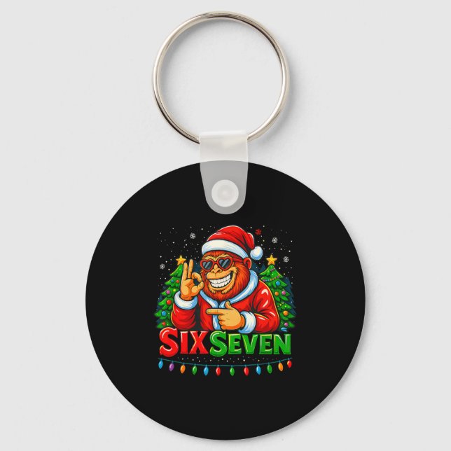 Santa Bigfoot Christmas Sasquatch 67 Funny Meme Si Schlüsselanhänger (Vorderseite)
