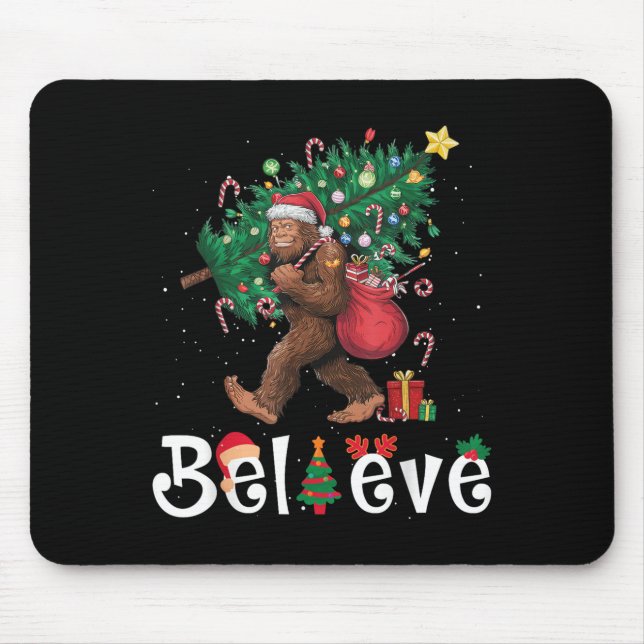 Santa Bigfoot Christmas Tree Lights Sasquatch Beli Mousepad (Vorne)
