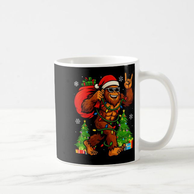 Santa Bigfoot Christmas Tree Xmas Lights Funny Sas Kaffeetasse (Rechts)