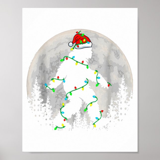 Santa Bigfoot Christmas Tree Xmas Lights Funny Sas Poster (Vorne)