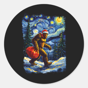 Santa Bigfoot Weihnachten Lustig Sasquatch Glauben Runder Aufkleber
