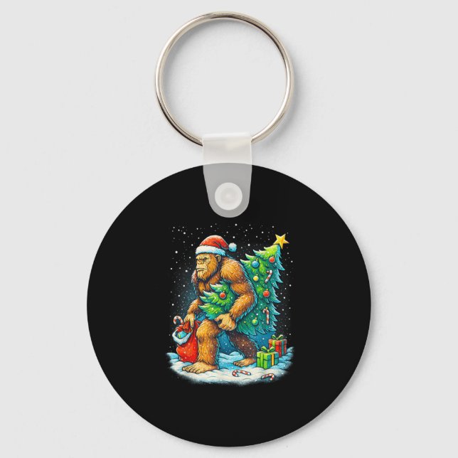 Santa Bigfoot Weihnachtsbaum Sasquatch Weihnachtsb Schlüsselanhänger (Vorderseite)