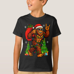 Santa Bigfoot Weihnachtsbaum Xmas Lichter Lustig S T-Shirt
