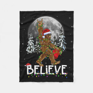 Santa Bigfoot Weihnachtsbeleuchtung Lustiger Sasqu Fleecedecke