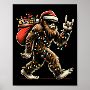 Santa Bigfoot Weihnachtsbeleuchtung Lustiger Sasqu Poster