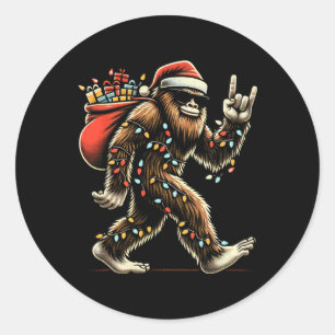 Santa Bigfoot Weihnachtsbeleuchtung Lustiger Sasqu Runder Aufkleber