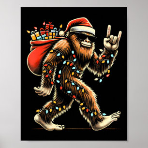 Santa Bigfoot Weihnachtsbeleuchtung Rock Funny Sas Poster