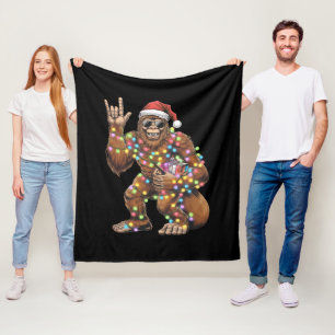 Santa Bigfoot Weihnachtsbeleuchtung Rock Lustig  Fleecedecke