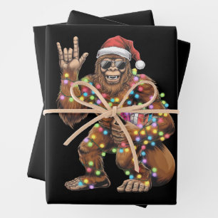 Santa Bigfoot Weihnachtsbeleuchtung Rock Lustig  Geschenkpapier Set