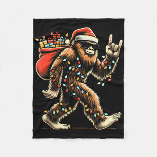 Santa Bigfoot Weihnachtsbeleuchtung Rock Lustig Sa Fleecedecke