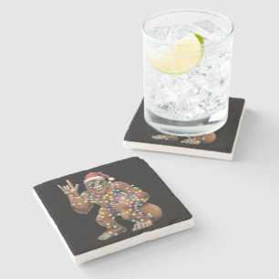 Santa Bigfoot Weihnachtsbeleuchtung Rock Lustig  Steinuntersetzer