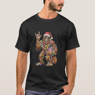 Santa Bigfoot Weihnachtsbeleuchtung Rock Lustig T-Shirt