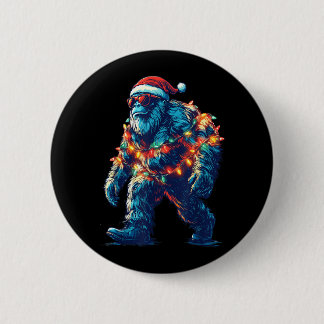 Santa Bigfoot Weihnachtsbeleuchtung Xmas Sasquatch Button
