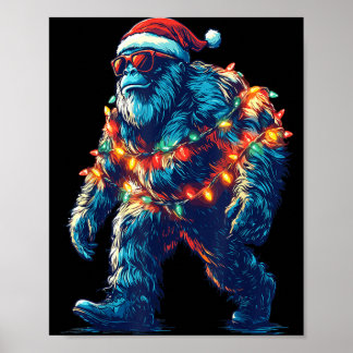 Santa Bigfoot Weihnachtsbeleuchtung Xmas Sasquatch Poster