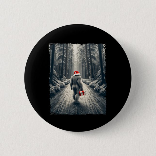 Santa Bigfoot Weihnachtsfeier Sasquatch Glaube Button (Vorderseite)