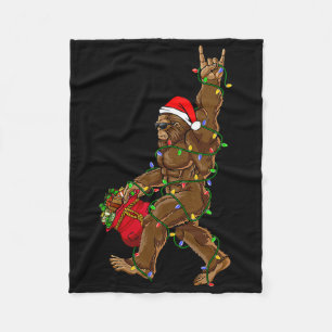 Santa Bigfoot Weihnachtslichter Rock Fun Sasquatch Fleecedecke