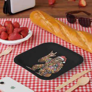 Santa Bigfoot Weihnachtslichter Rock Lustig  Pappteller