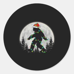 Santa Bigfoot Weihnachtslichter Rock Lustig Sasqua Runder Aufkleber