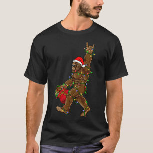 Santa Bigfoot Weihnachtslichter Rocken Spaß Sasqua T-Shirt