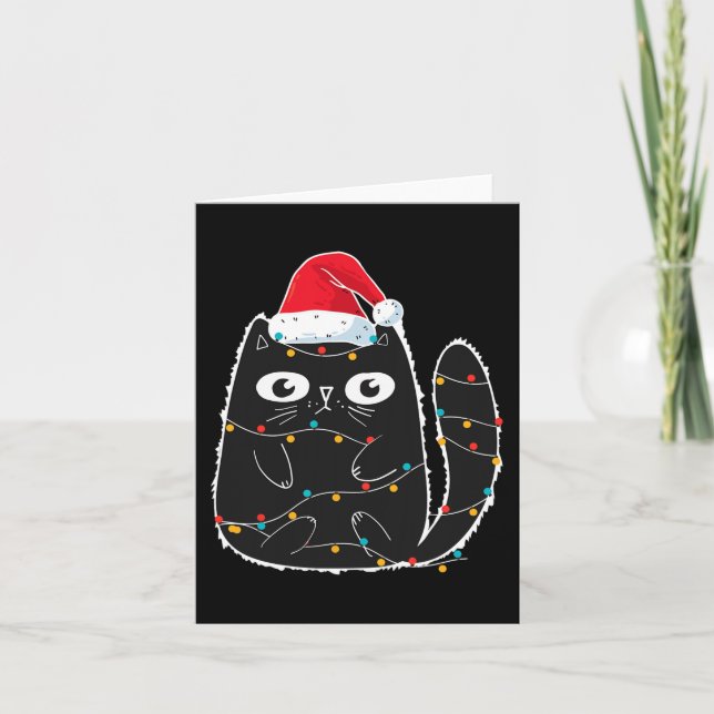 Santa Black Cat in der Weihnachtskatze in Lover Karte (Vorderseite)