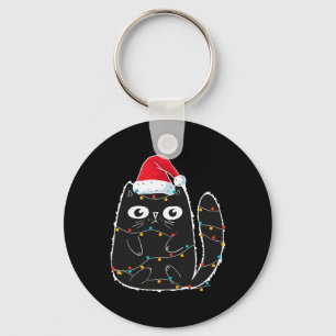 Santa Black Cat in der Weihnachtskatze in Lover Schlüsselanhänger