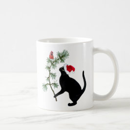 Santa Black Cat mit Red Bird Tasse