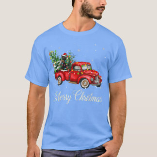 Santa Black Cat Riding Red Truck Xmas Tremlicht T-Shirt