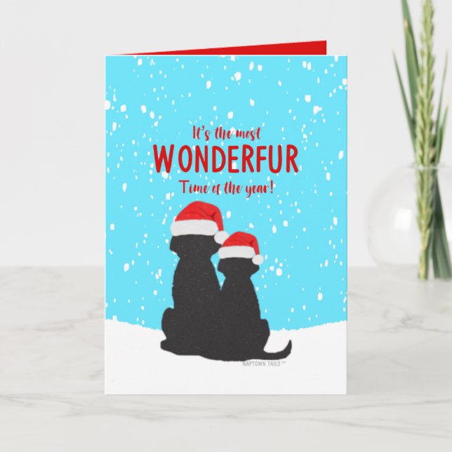 Santa Black Lab Hunde Weihnachtskarte Feiertagskarte (Vorderseite)