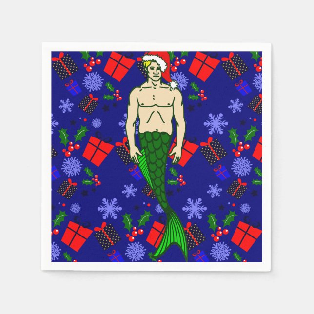 santa blonde merman hässliche Weihnachtsgeschenke Serviette (Vorderseite)