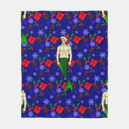 santa blonde merman ugly xmas mermaid gifts fleecedecke