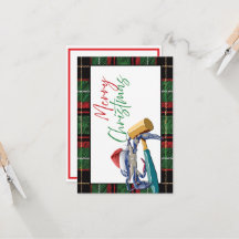 Santa Blue Crab mit Mallet Christmas Card Custom