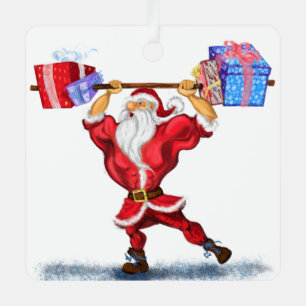 Santa Bodybuilder Funny Christmas Ornament Geschen Aus Metall