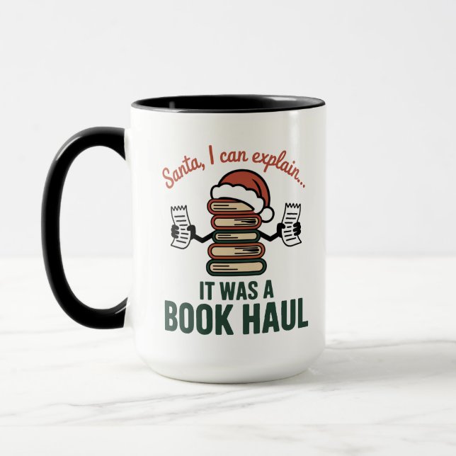 Santa Book Haul Holiday Fun Tasse (Links)