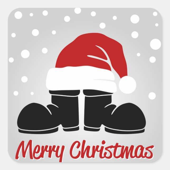 Santa Boots Quadratischer Aufkleber (Vorderseite)