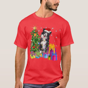 Santa Border Collie Hund Weihnachtsbaum Licht Lust T-Shirt