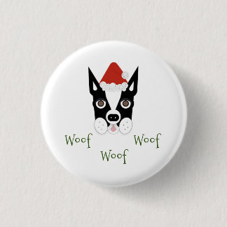 Santa Boston Terrier Button