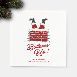 Santa Bottoms Up Funny Holiday Cocktail Accent Serviette